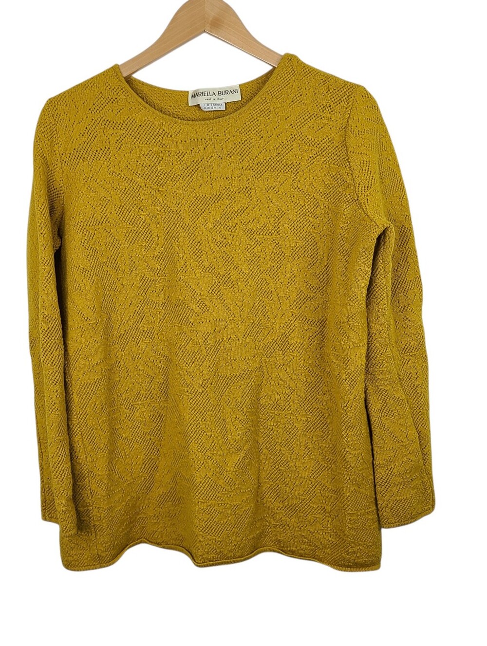 Mariella Burani Mustard Yellow Wool Pullover Sweater Made In Italy Women's Sz 10